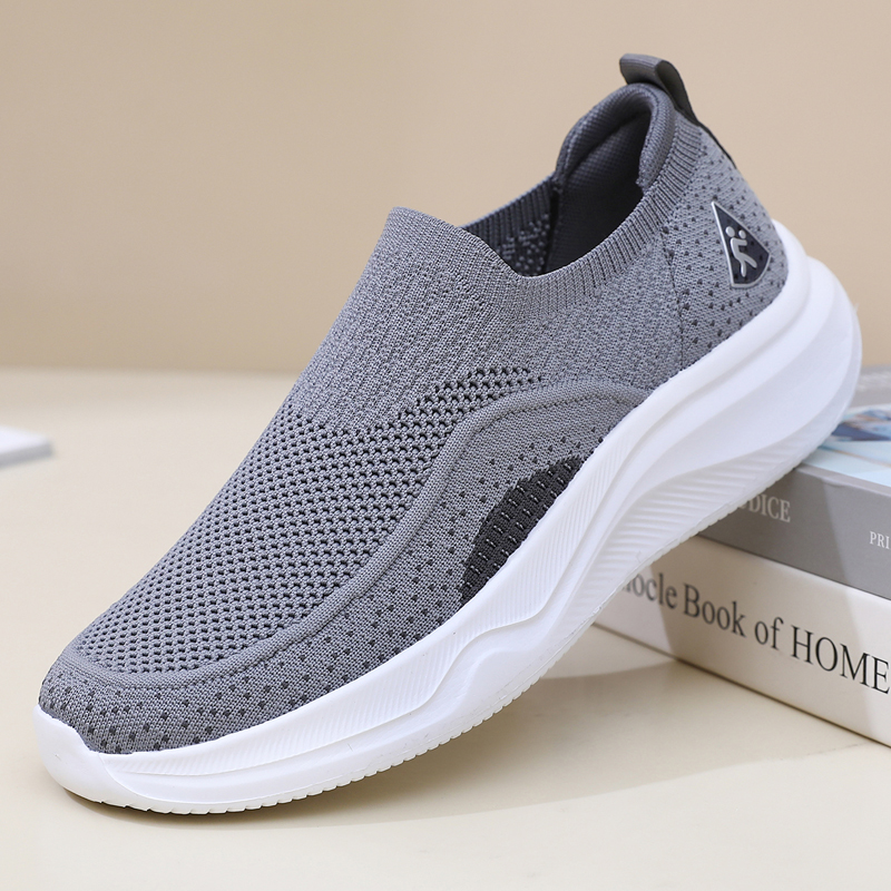 老北京布鞋男款老人一脚蹬男鞋2025新款春秋网面透气爸爸软底单鞋