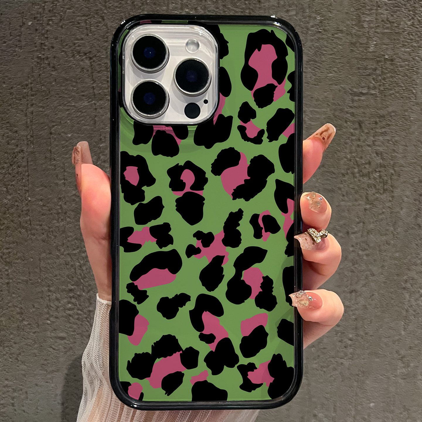 【AI键保护】牛油果绿豹纹适用苹果16promax手机壳iphone15新款少女