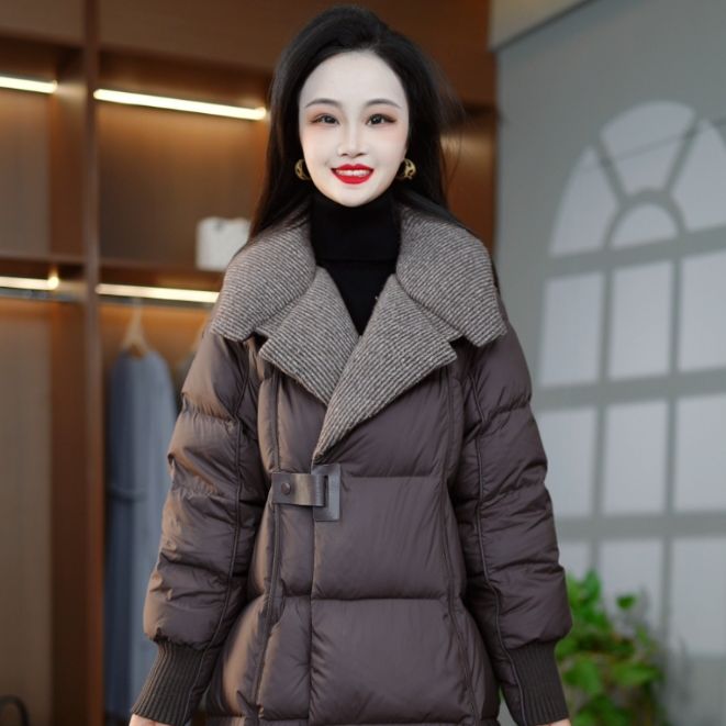 冬季高贵洋气优雅百搭大方减龄显瘦保暖白鸭绒羽绒服M-2XL