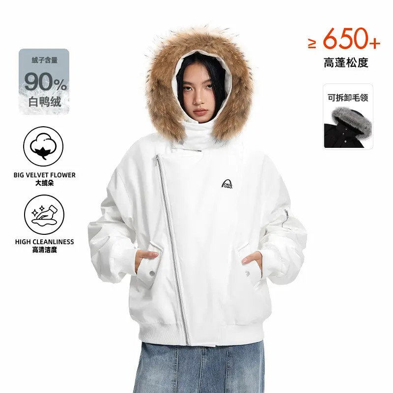 NLCEBA同款毛可拆卸毛领羽绒服男新国标90绒高蓬松情侣外套女