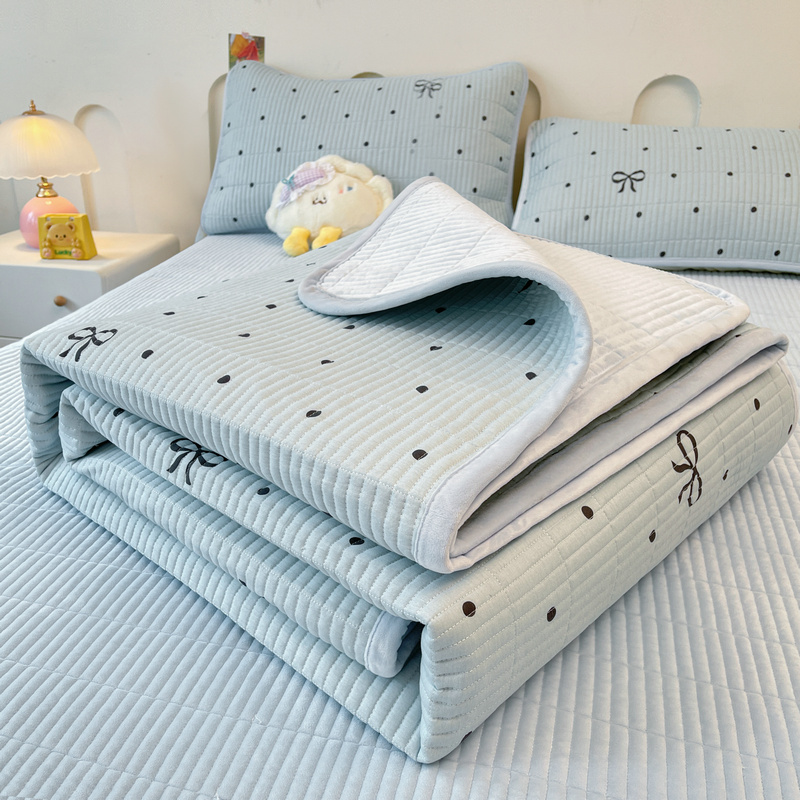 A类纯棉夹棉床盖单件A面全棉B面宝宝绒四季通用榻榻米床单隔脏垫3