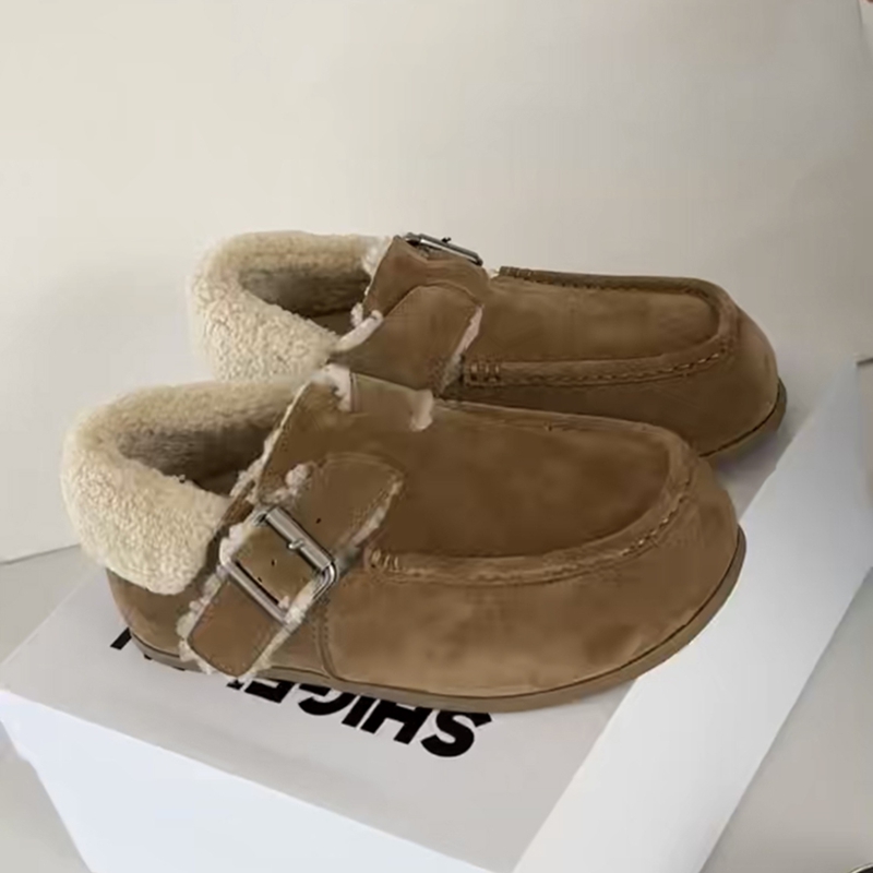 诗歌兰厚底增高勃肯鞋女2025冬新款加绒加厚皮毛一体雪地靴52002