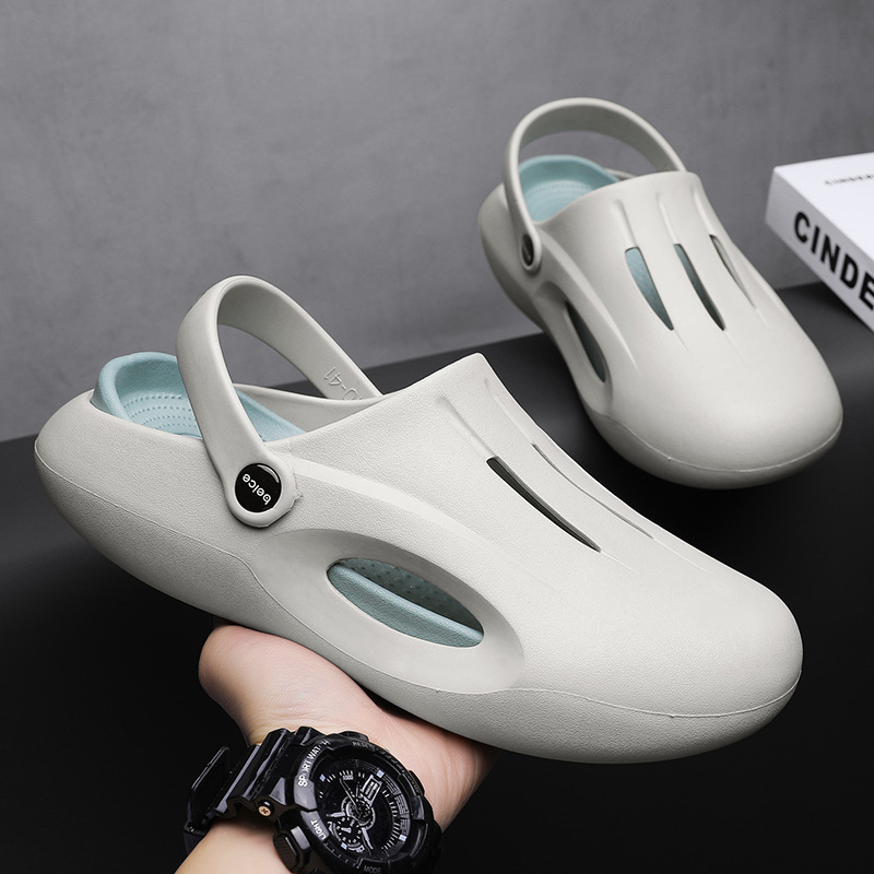 高级踩屎感拖鞋男夏外穿软底包头洞洞鞋休闲沙滩鞋凉拖情侣款厚底