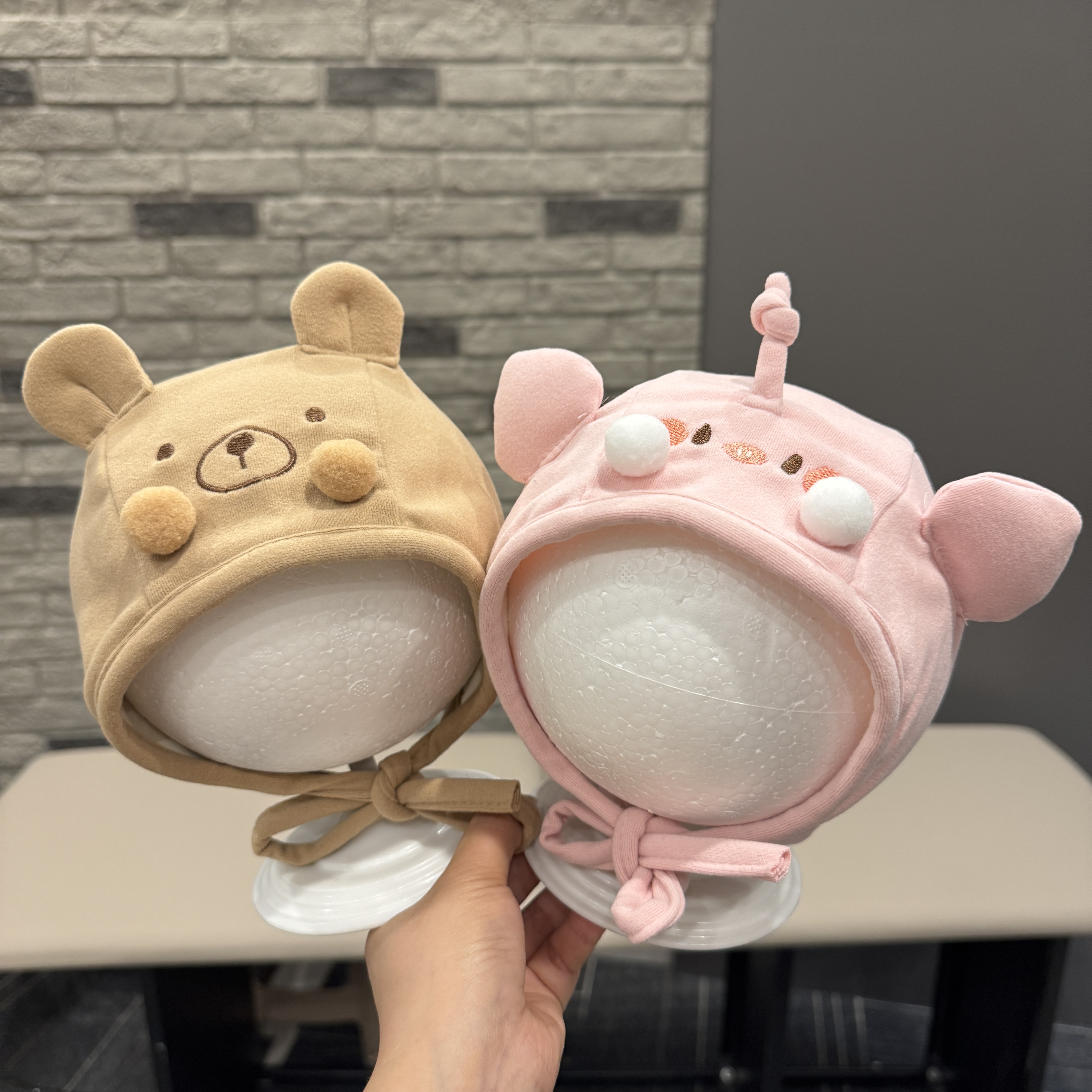 MIDIXIN/米迪昕新生儿系带胎帽婴幼儿宝宝护耳帽可爱护囱门包头帽