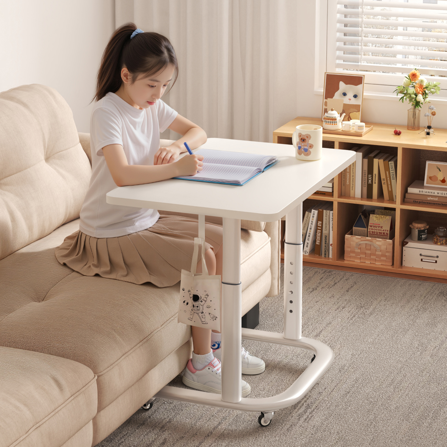 可升降学习桌可移动床边桌家用阅读桌学生简易书桌电脑桌沙发边几
