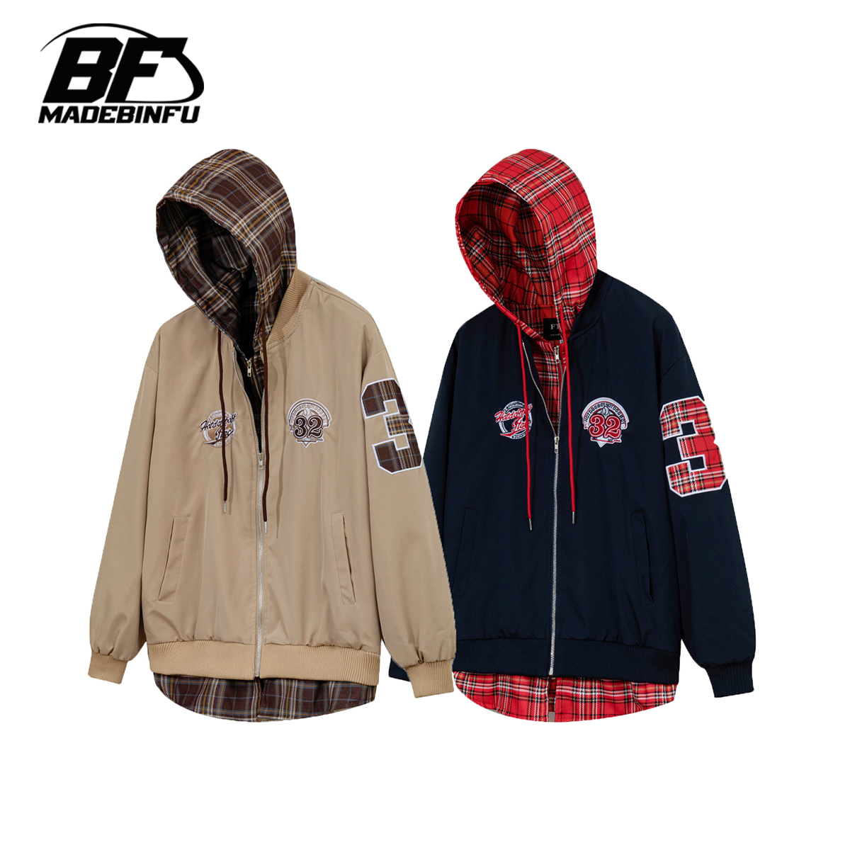 BINFU新款男女同款格子夹克外套