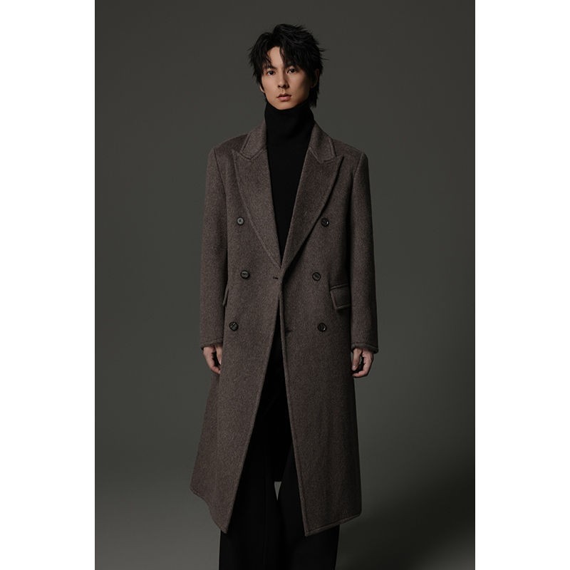 【100%双面绵羊毛大衣】冬季男士加厚保暖长款百搭潮流双面呢外套67
