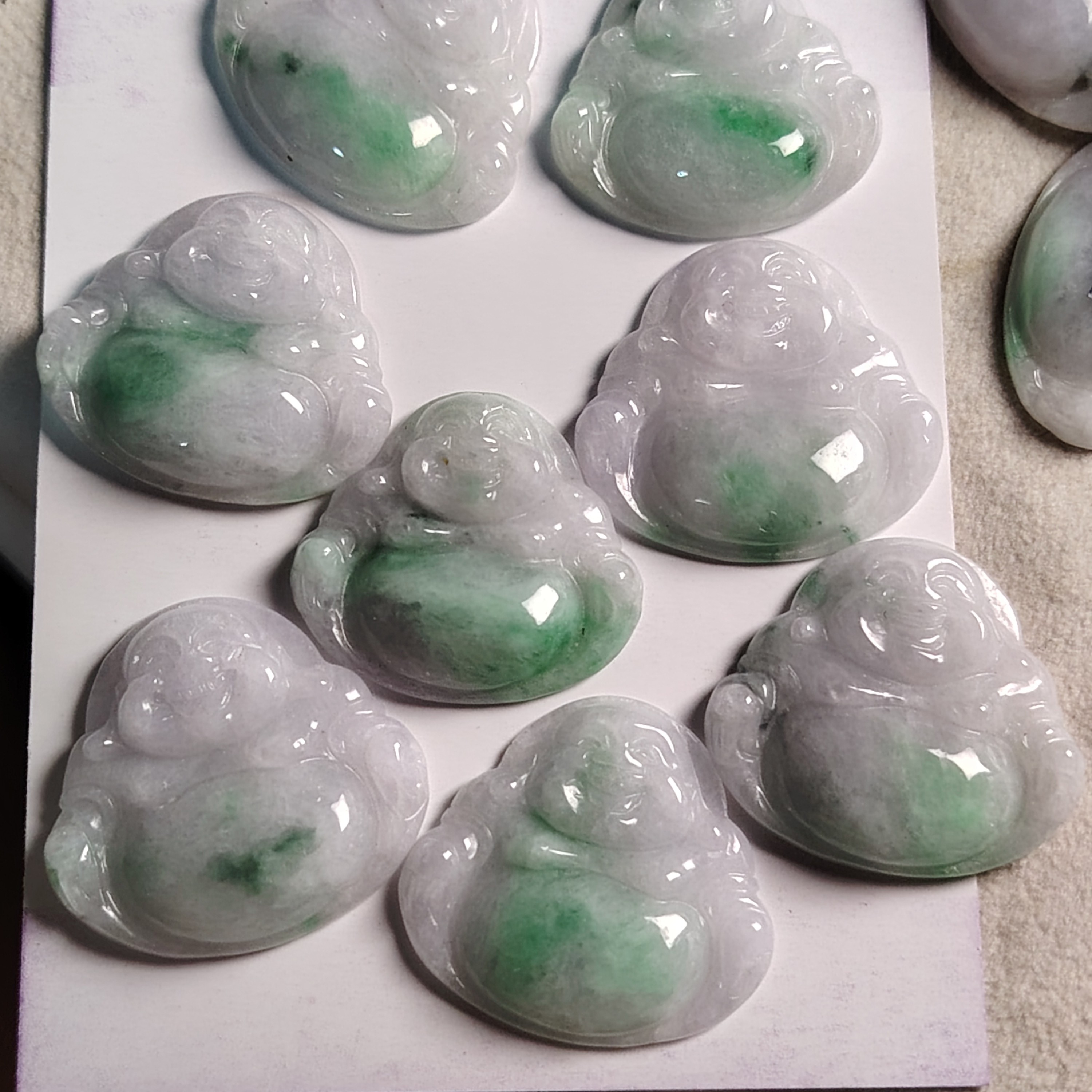 天然A货翡翠飘花佛公缅料卡23加卡24加卡25无纹裂多色一个随机发