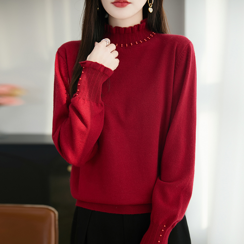 木耳边打底衫轻奢高级感减龄小衫2025新款独特漂亮洋气毛衣女秋冬