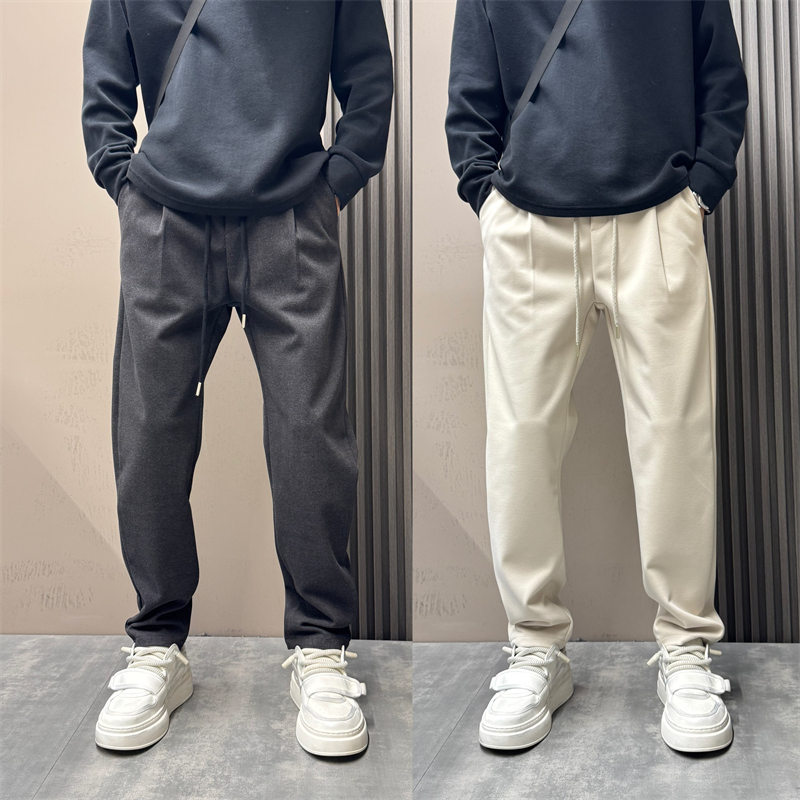 2025秋冬新款纯色简约高级感显瘦直筒百搭休闲裤男潮流宽松长裤