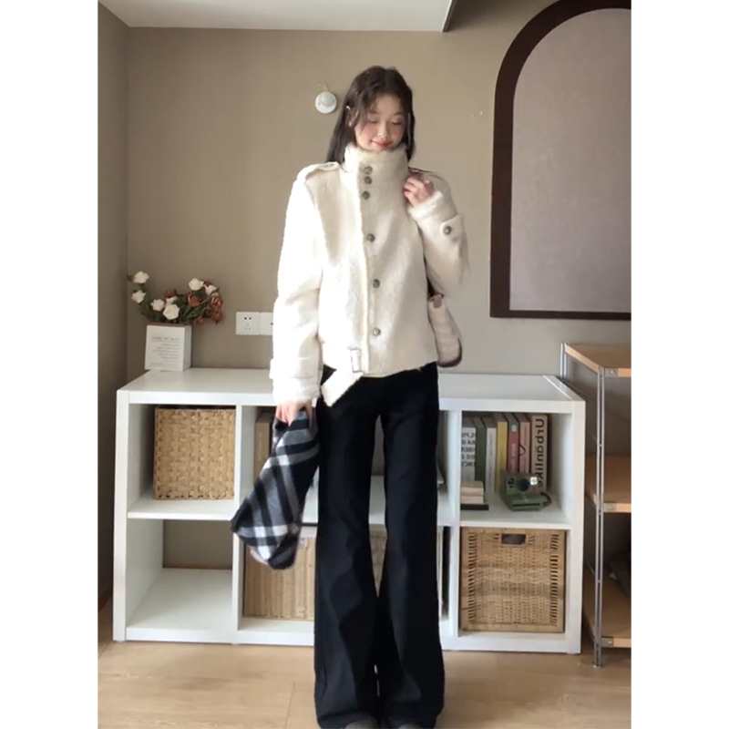 INS CEC秋季新款韩系立领夹克外套内搭打底上衣微喇休闲裤套装