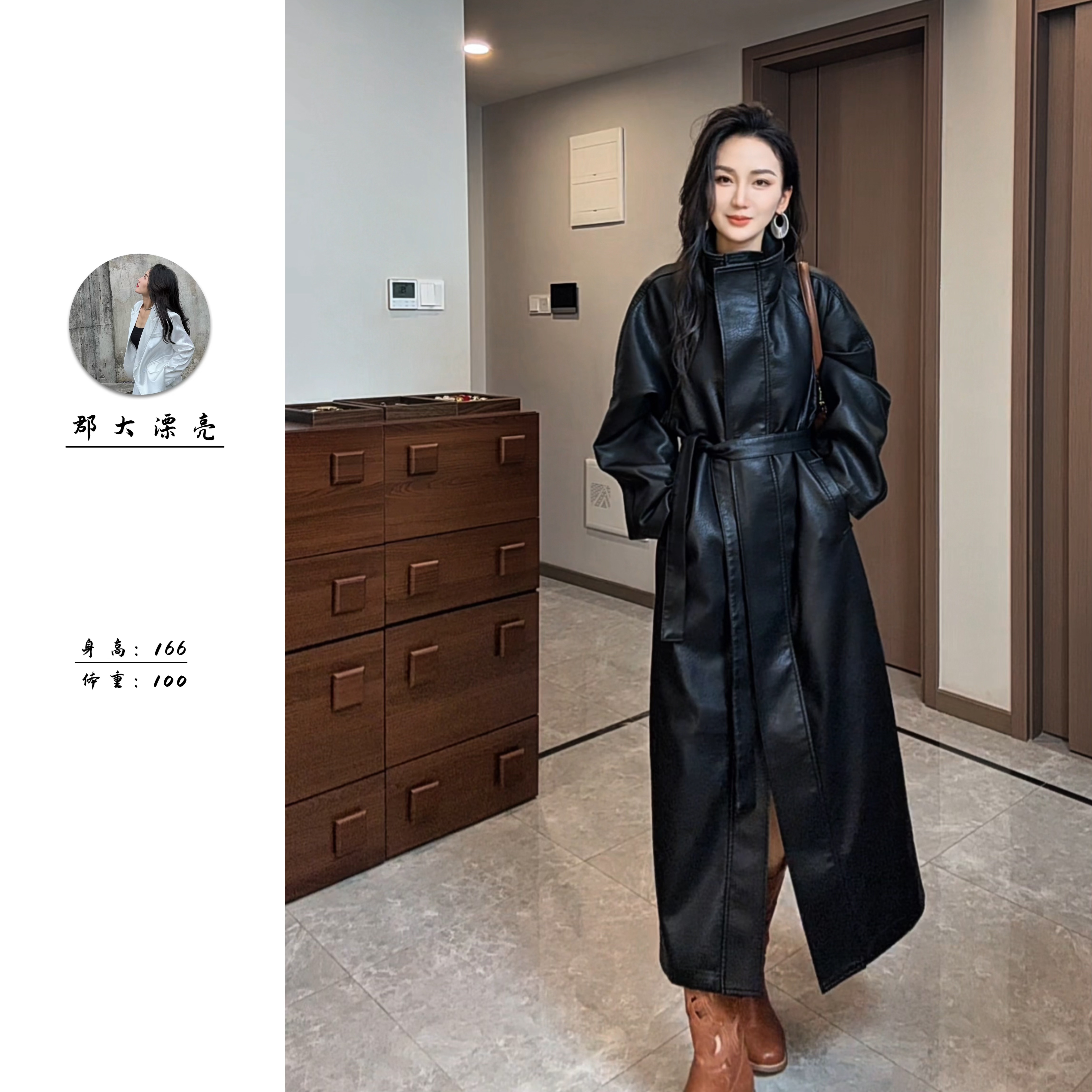 皮衣加厚立领夹克欧美风插肩袖长袖大衣复古冬季系带1111