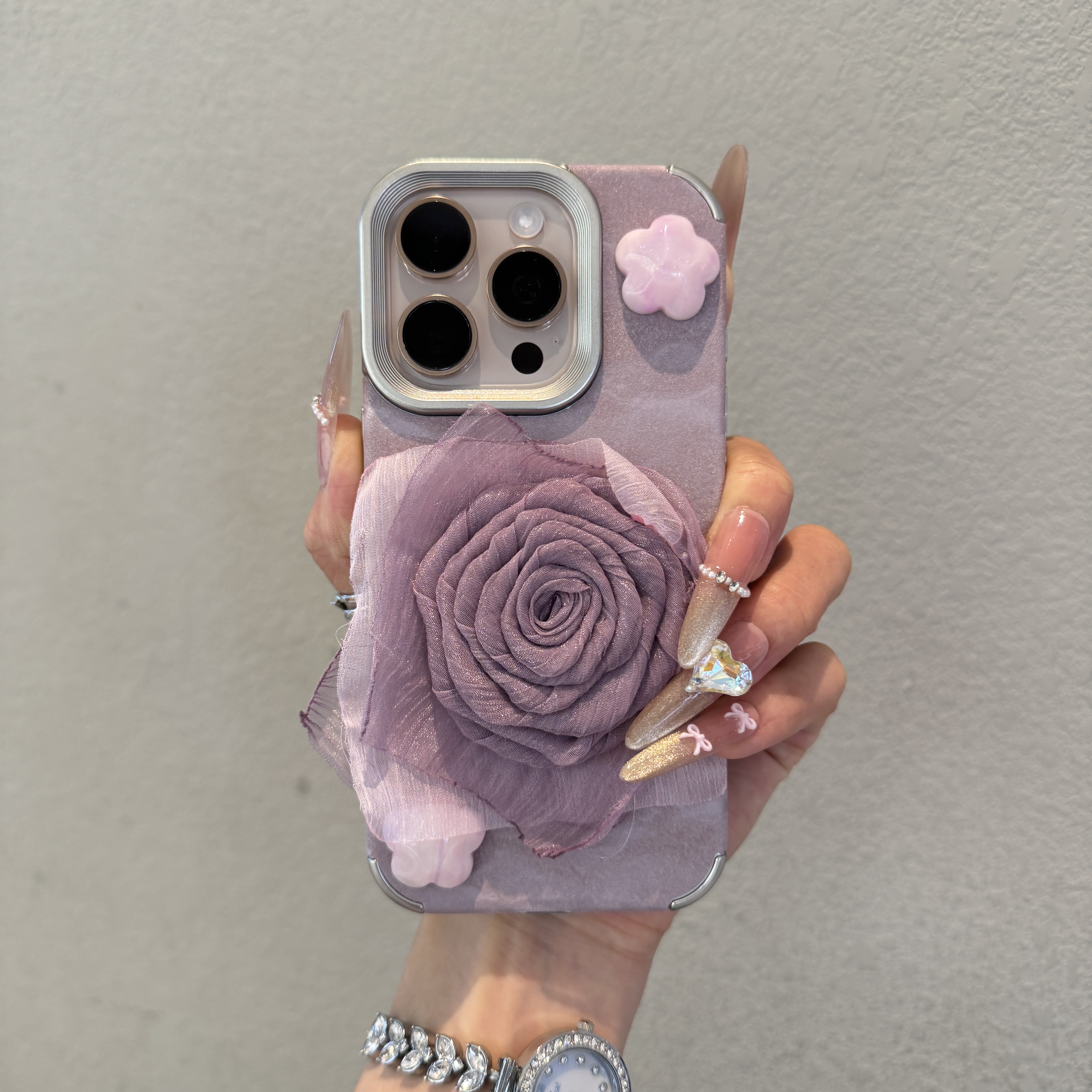 紫色雪山纹羽纱玫瑰适用苹果17promax手机壳iPhone16轻奢15创意14