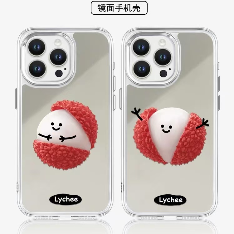 趣味荔枝镜面适用苹果16promax手机壳iphone13新款15防摔可爱高级