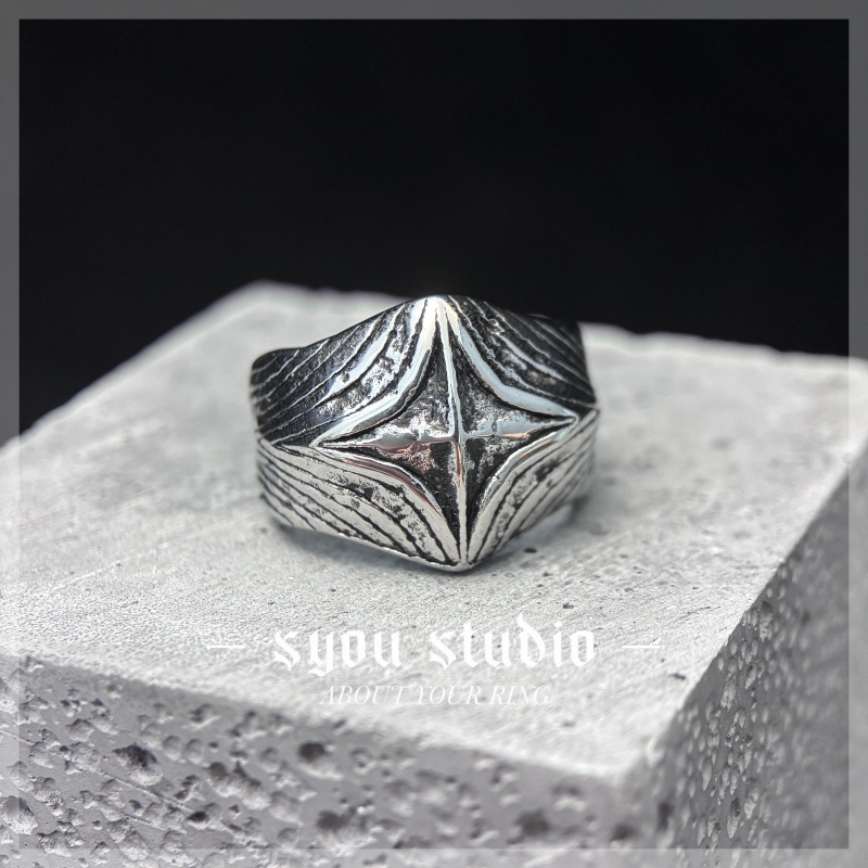 钛钢戒指 流星宽十字戒指不掉色小众男生指环小众饰品高级感尾戒