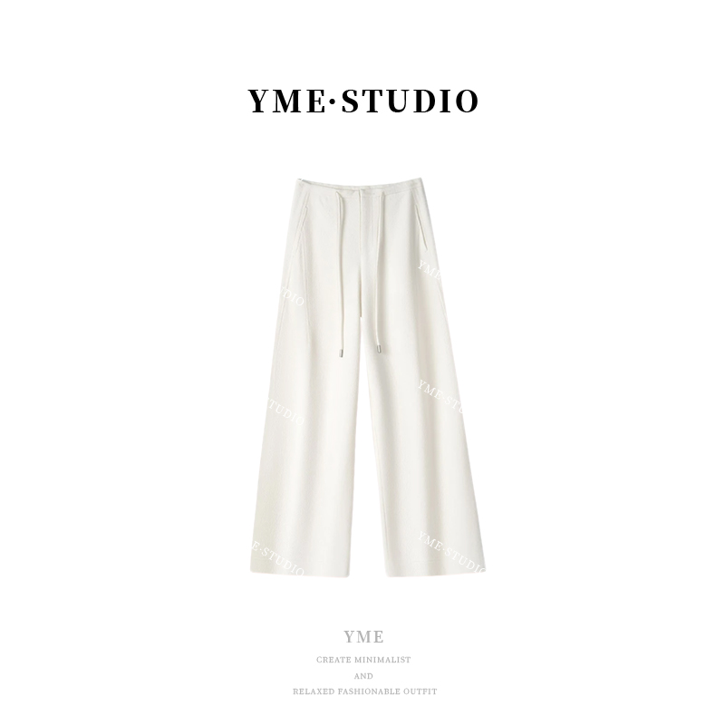 白色羊毛裤2025秋冬款羊毛时尚百搭阔腿宽松直筒弯小刀裤简约长裤