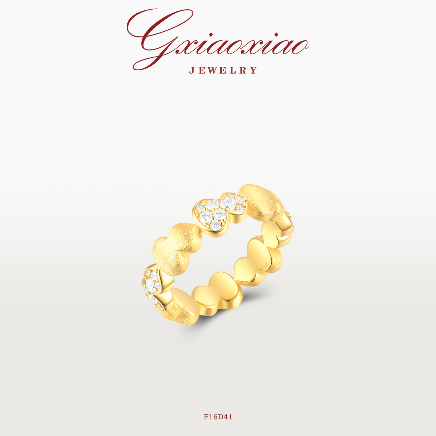 G XIAOXIAO 镀K金【灵韵葫芦】气质高级拉丝百搭戒指手工F16D41