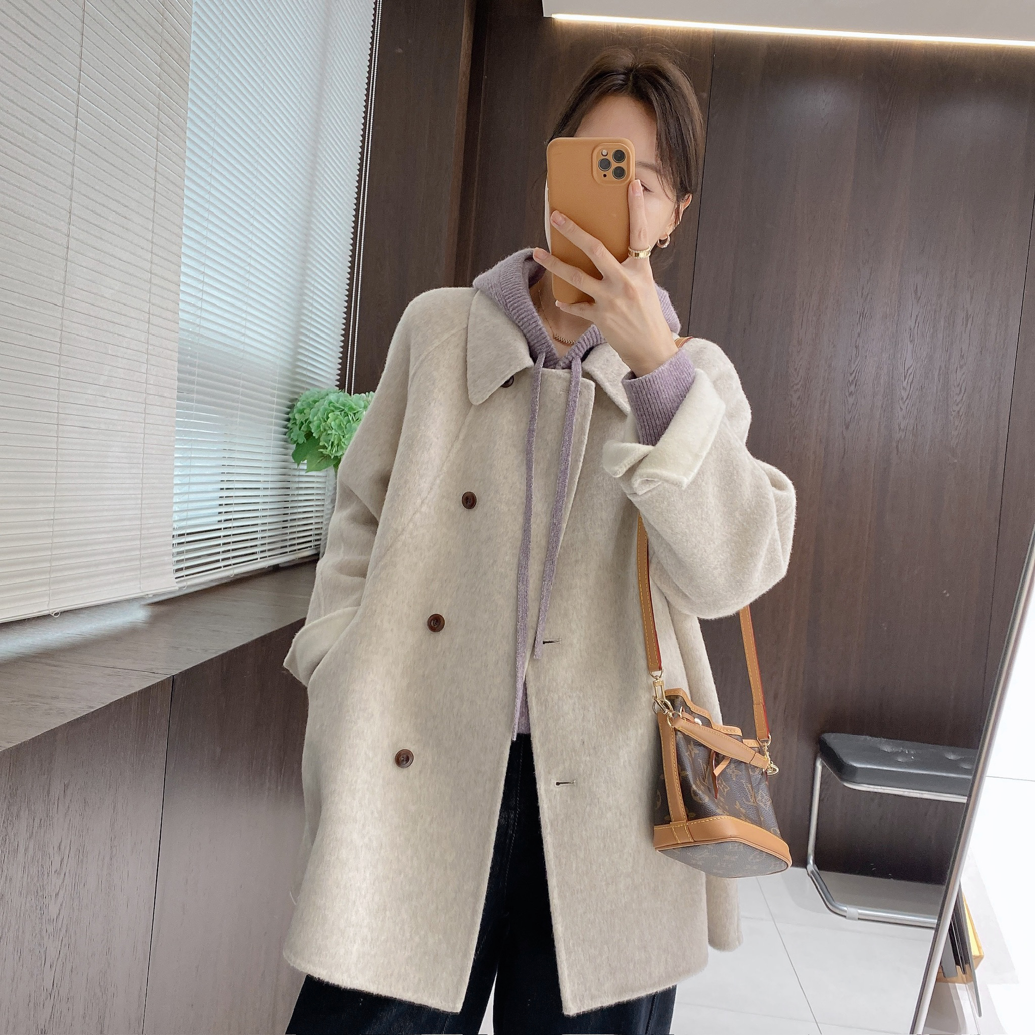 IMFLY金小金自制女装 绵羊毛大衣DYW10001秋冬慵懒简约高级感大衣