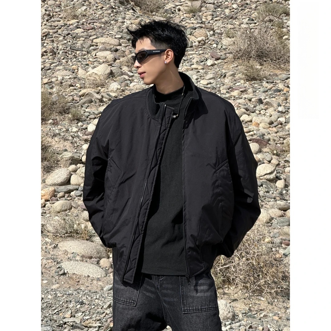 美式高街棉服廓形飞行员夹克痞帅休闲立领保暖百搭外套男女同款