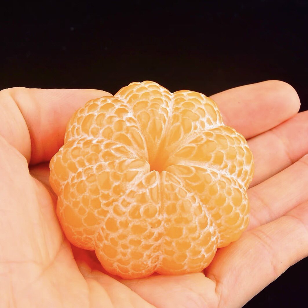 大橘大利原创天然寿山石田黄石可爱爆汁橘子瓣手把件文玩盘玩橘子