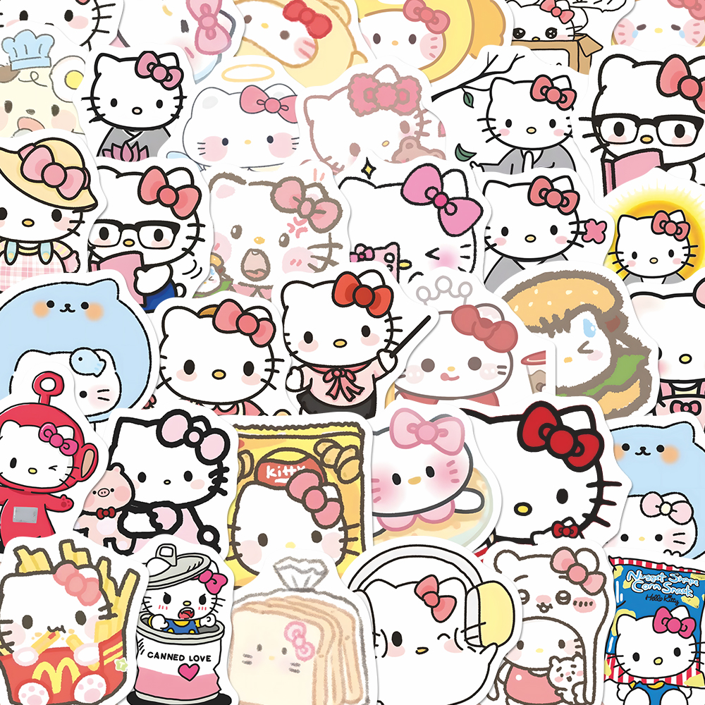 97张kitty猫贴纸可爱软萌卡哇伊新款手绘凯蒂猫贴画diy手账iPad