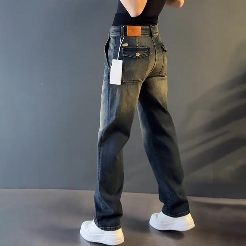 轻奢男装大码潮男士加绒高级感牛仔裤直筒休闲长裤设计感百搭秋冬