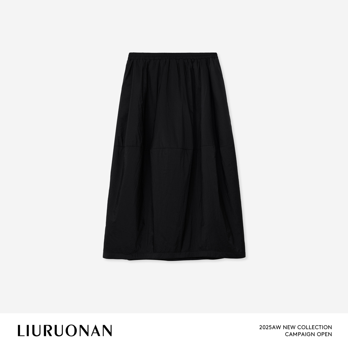 LIURUONAN 25WIN【3M黑气球夹棉裙】极简风褶皱高腰显瘦半身裙秋冬