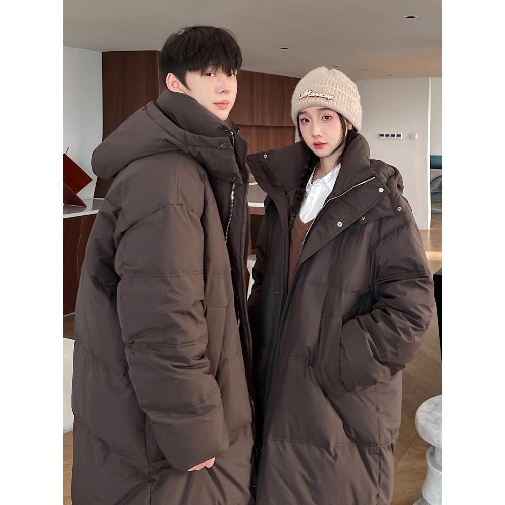 冬季情侣一件过冬大被子羽绒服女加厚御寒90白鸭绒长款过膝外套