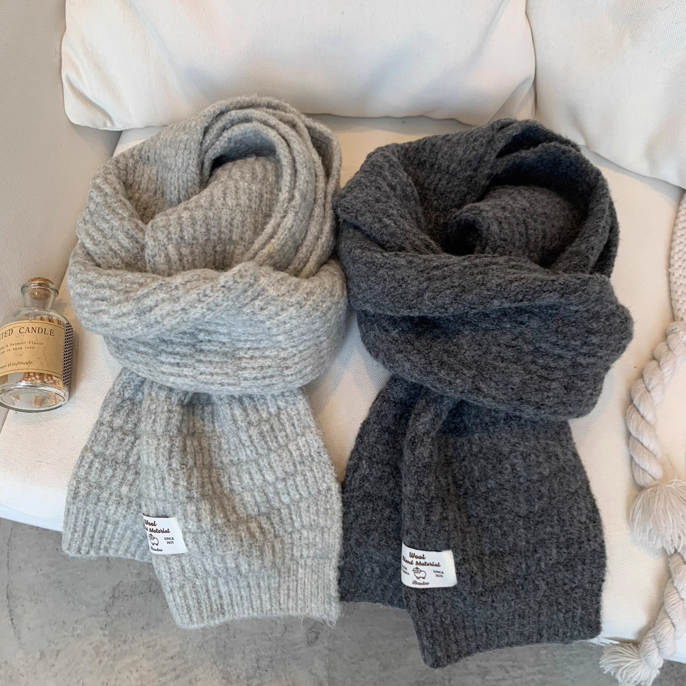 羊毛混纺针织围巾女披肩2025秋冬季新款时尚加厚保暖男女生围脖潮