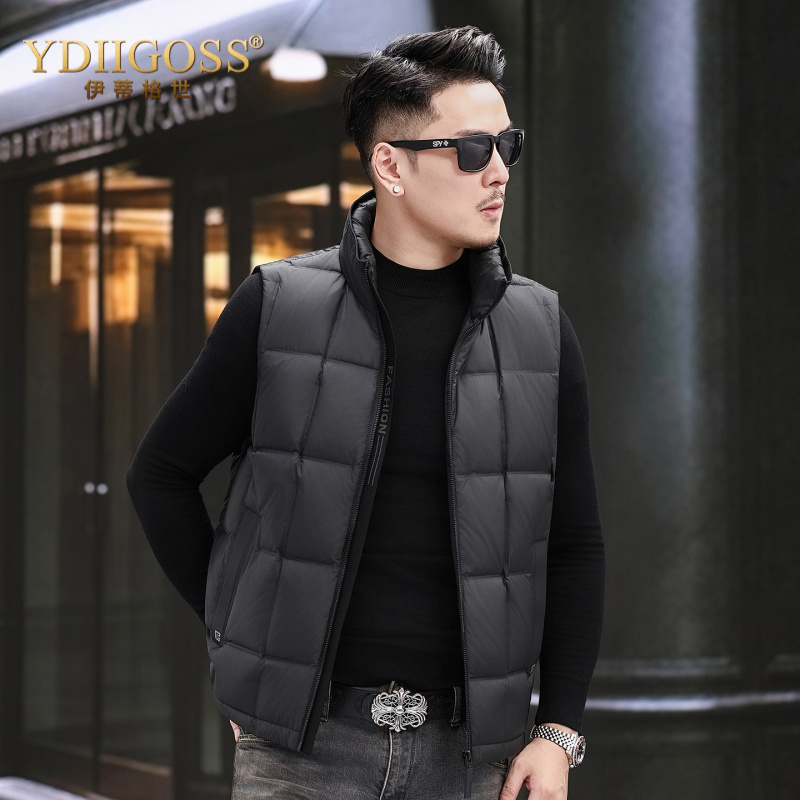 YDIIGOSS休闲羽绒马甲男2025冬季新款背心马夹无袖羽绒服保暖坎肩