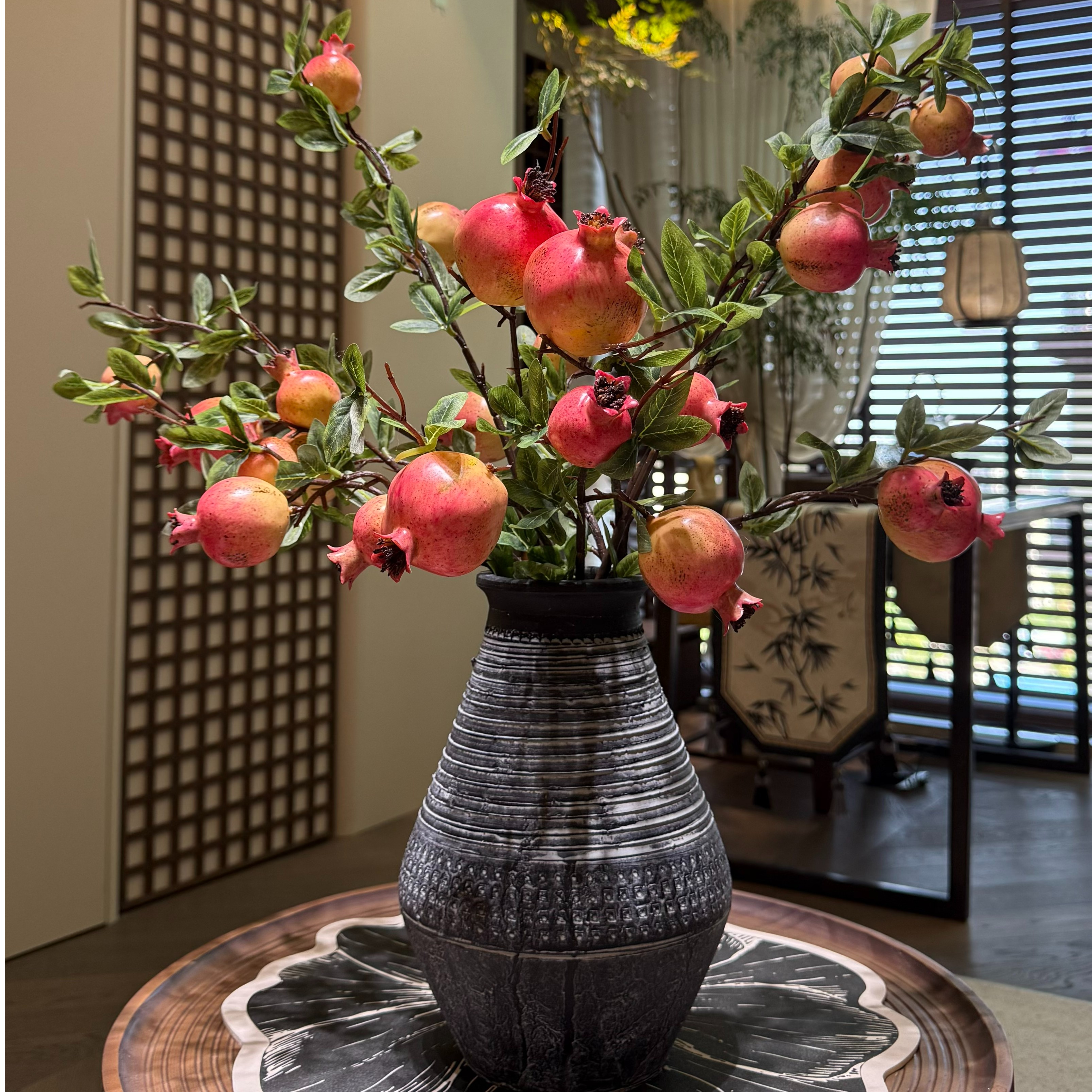 高级仿真花石榴果装饰摆件客厅玄关果实多子多福美好寓意插花【荐】