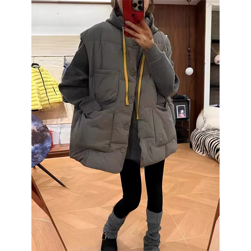 豆腐块大棉服马甲时尚百搭潮流显瘦洋气宽松休闲冬