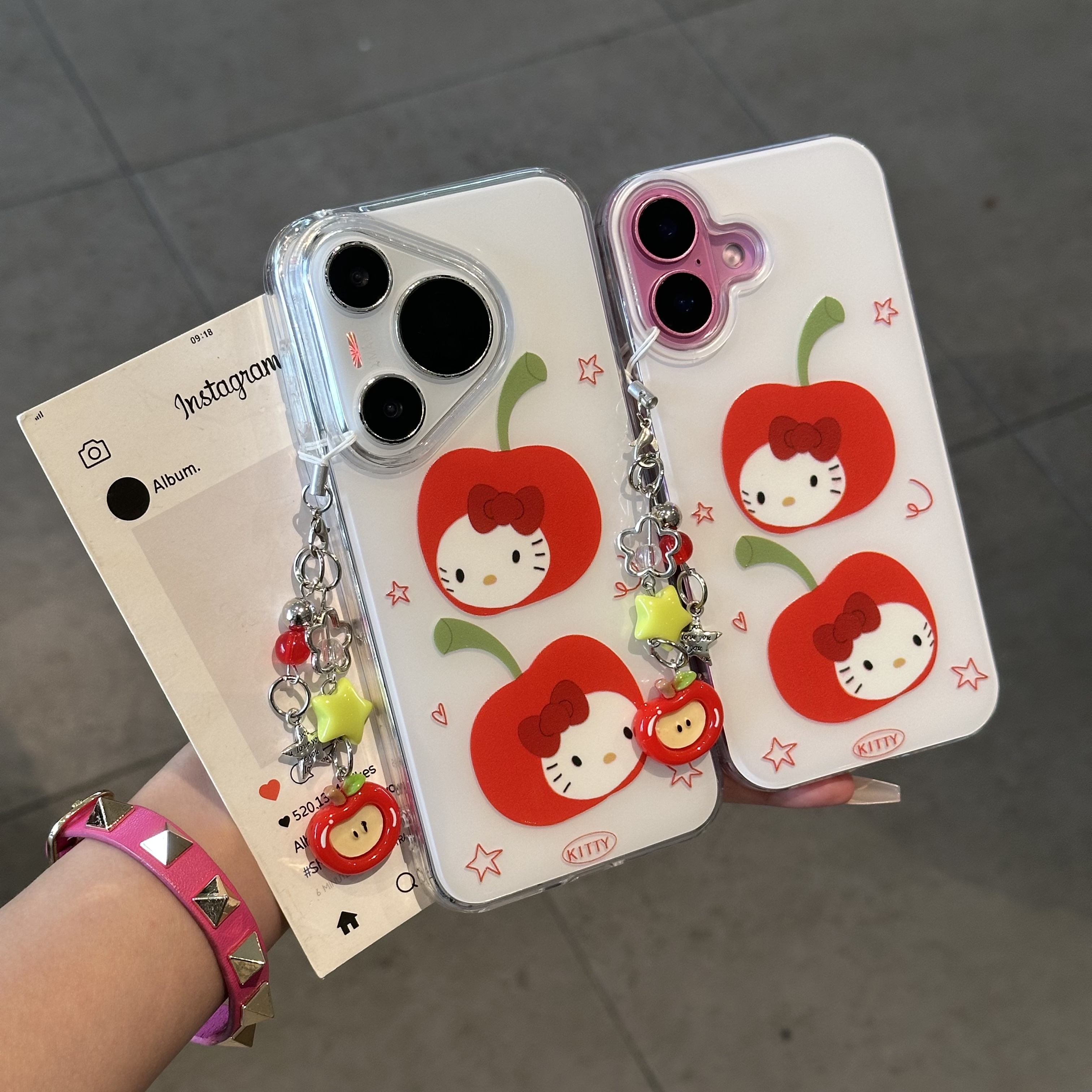 欧克里里苹果红Kitty苹果挂件适用苹果16手机壳华为vivo小米oppo