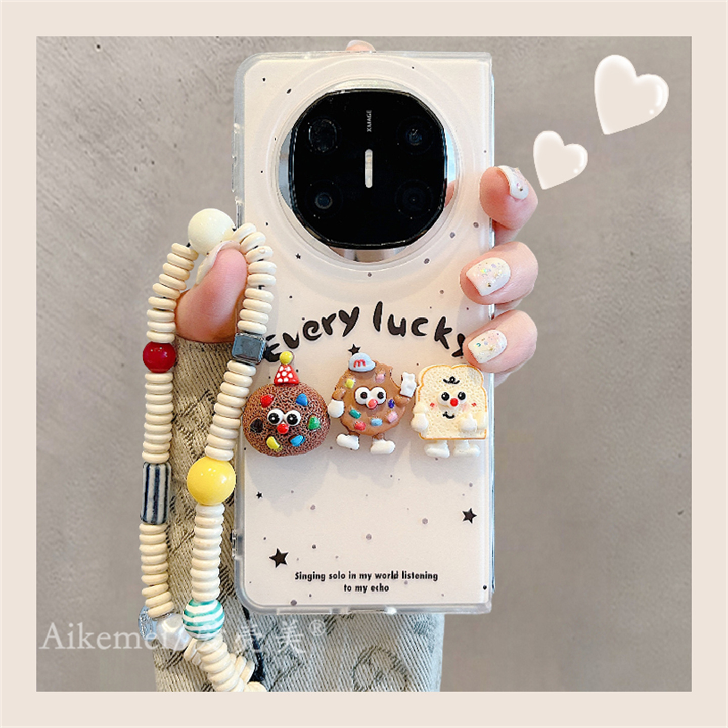 适用华为mateX6折叠屏手机壳MateX5典藏版米白泼墨matex3立体饼干