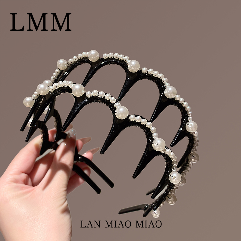 法式气质珍珠宽边高颅顶发箍女韩版百搭外出装饰头箍洗脸压发头饰