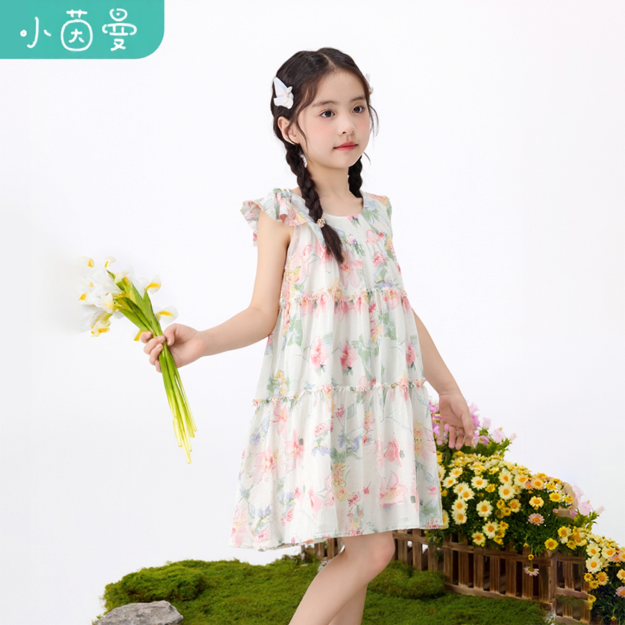 小茵曼【莫奈花园】女童连衣裙洋气秋时尚公主裙裙子JRX242014