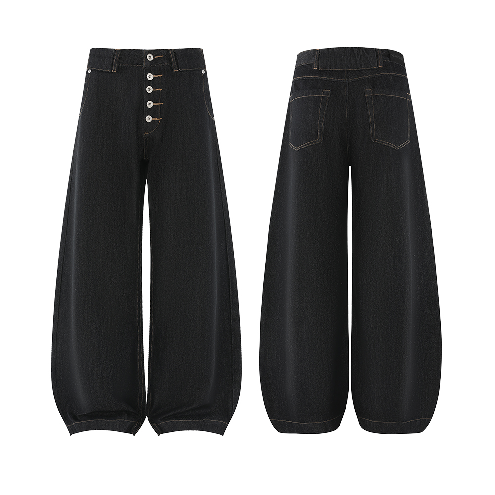 XCOK【高固色原牛】脱浆水洗微喇牛仔裤美式宽松cleanfit直筒裤K66