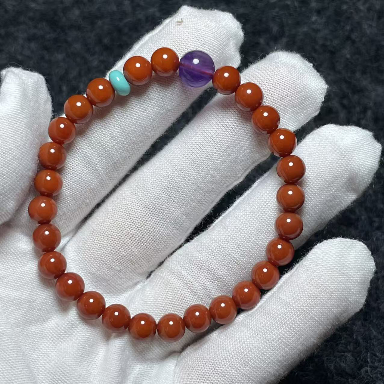 搭配手串款式多样 啡南红玛瑙手串搭配紫水晶DIY