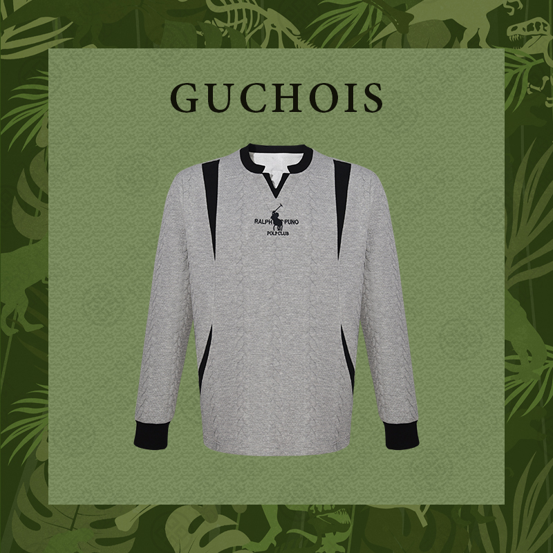 GUCHOIS 【征途者】欧式轻奢拼色卫衣拉夫刺绣百搭休闲长袖