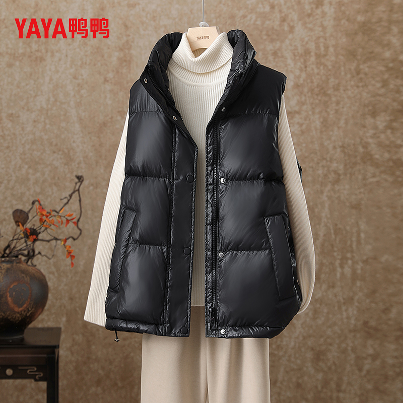 鸭鸭2026冬季新款轻薄羽绒马甲女款短款立领无袖百搭坎肩冬外套