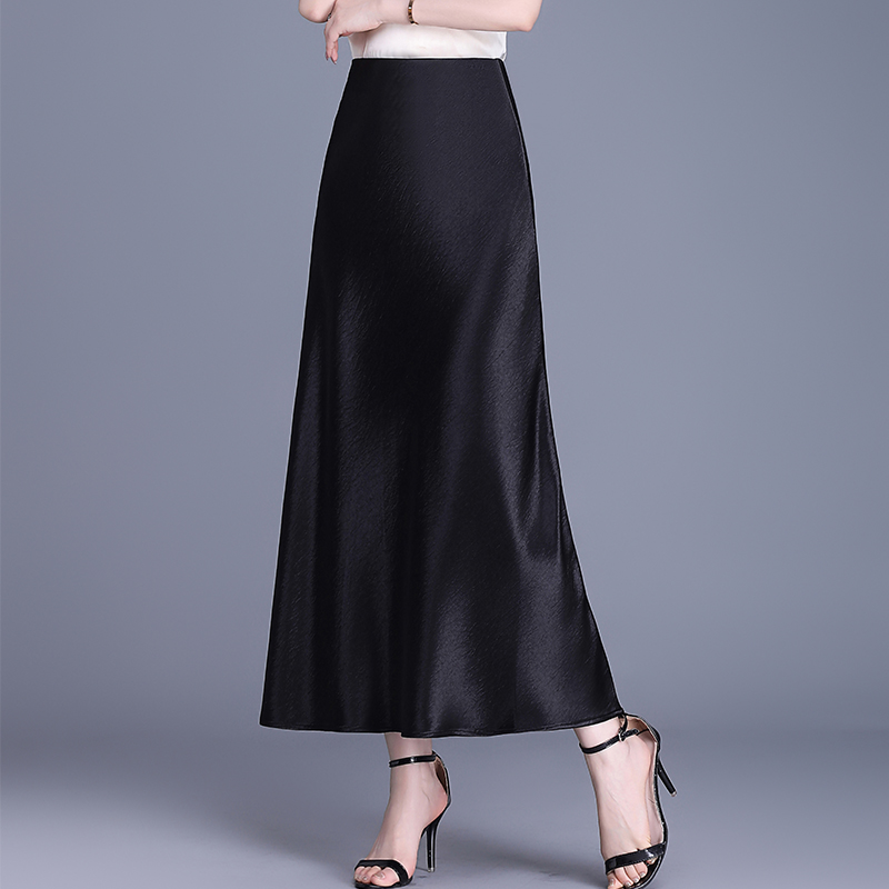 醋酸半身裙女夏季垂坠感修身鱼尾裙缎面高腰显瘦字a长裙包臀裙