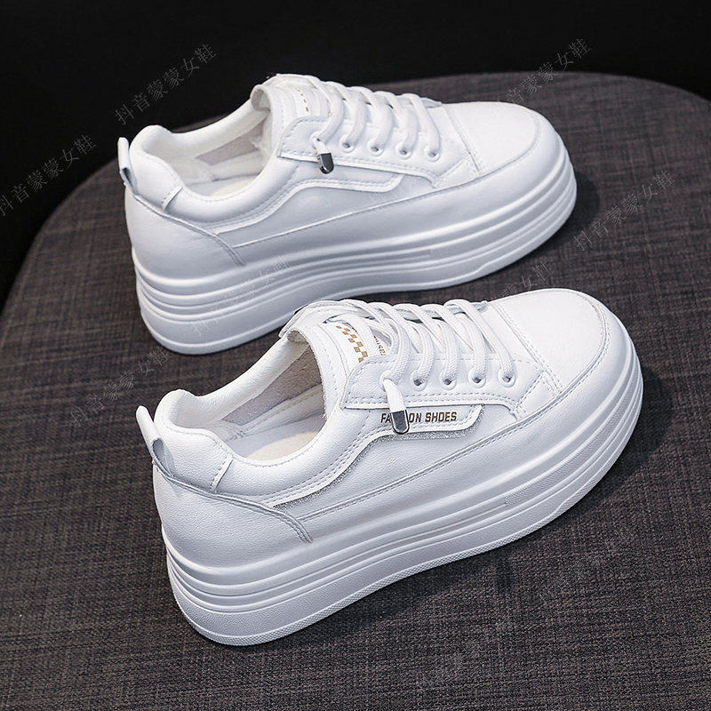 [内增高]25春夏季新款厚底内增高一脚套小白鞋懒人小个子时尚百搭