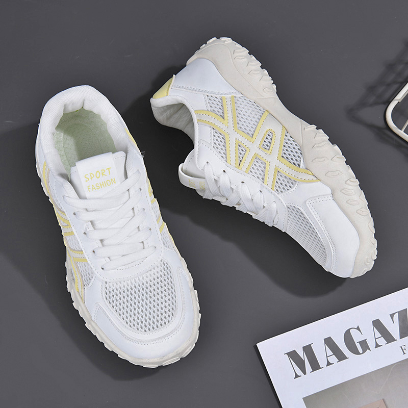 春秋季2025新款女鞋透气镂空网面休闲鞋防滑软底网鞋跑步运动鞋