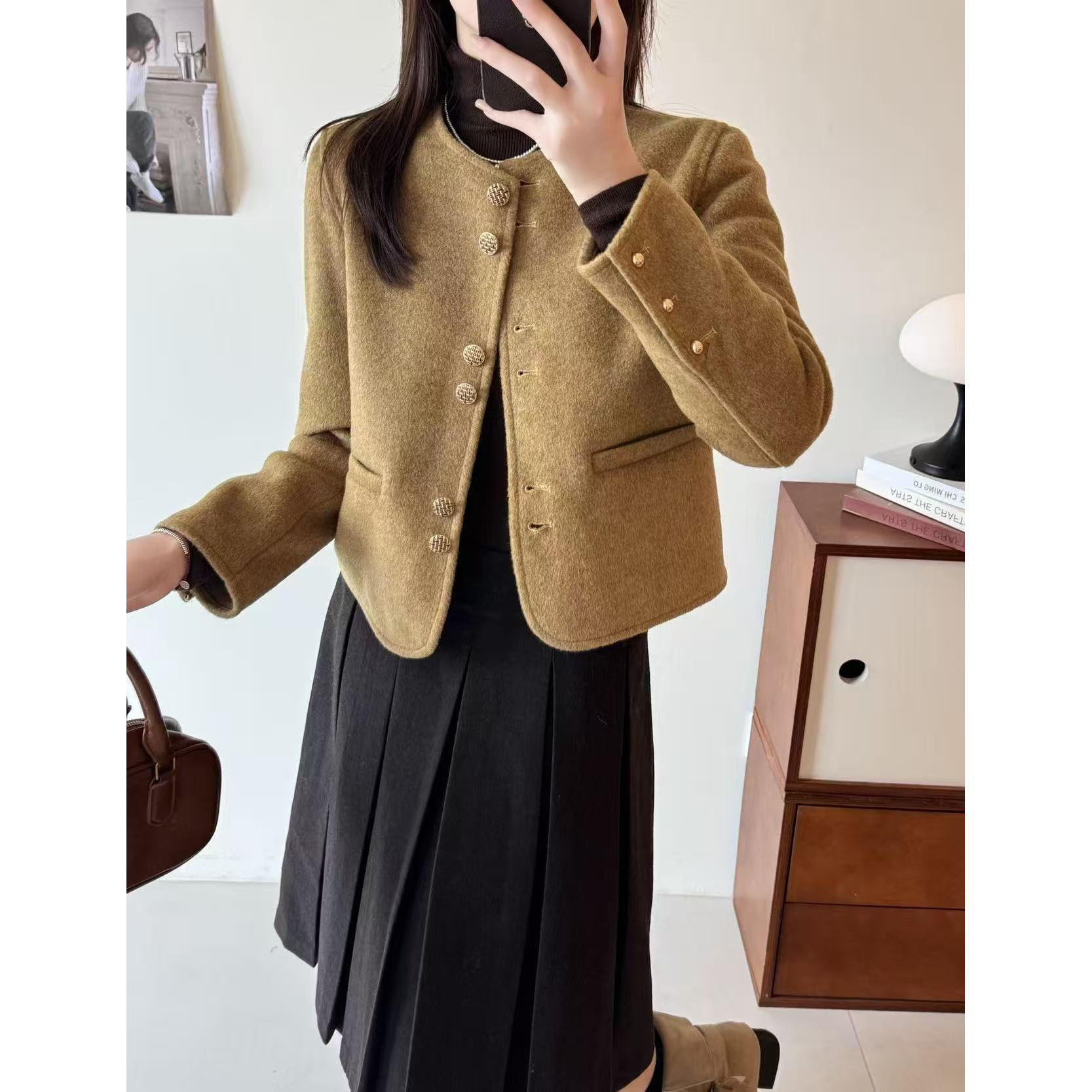 25双面山羊绒+超细羊毛小香风秋冬小个子时尚百搭简约气质短外套