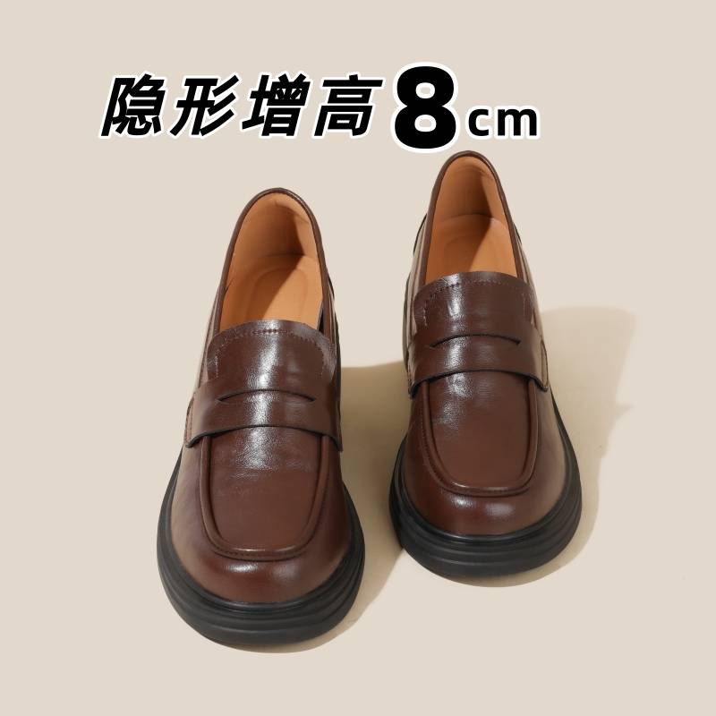 软牛皮~乐福鞋女2025新款粗高跟单鞋通勤复古英伦风厚底jk小皮鞋