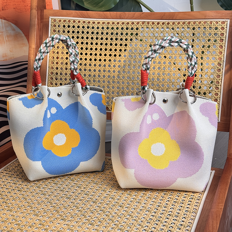 日韩针织手拎包便携上班外出杂物大容量手提袋新款通勤托特小方包