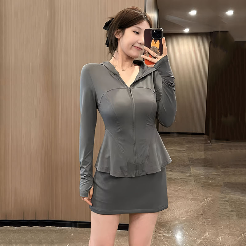 大码冰感轻薄修身防晒服女2025夏秋胖mm防紫外线瑜伽外套防晒上衣