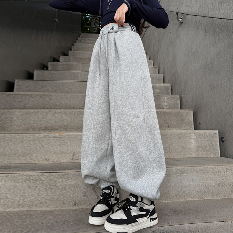 儿童秋冬装大女童装加绒裤子一体绒春秋款运动卫裤秋季宽松束脚裤