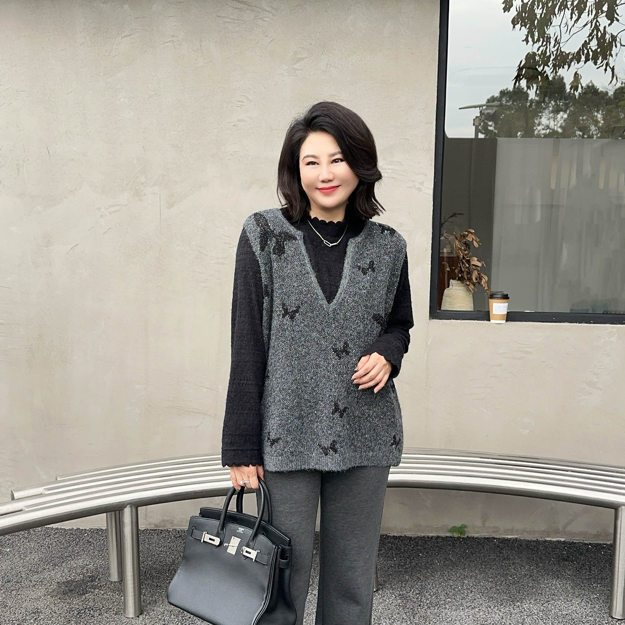 微胖女装【蝴蝶马夹】秋冬亮片马夹百搭新款马甲2599