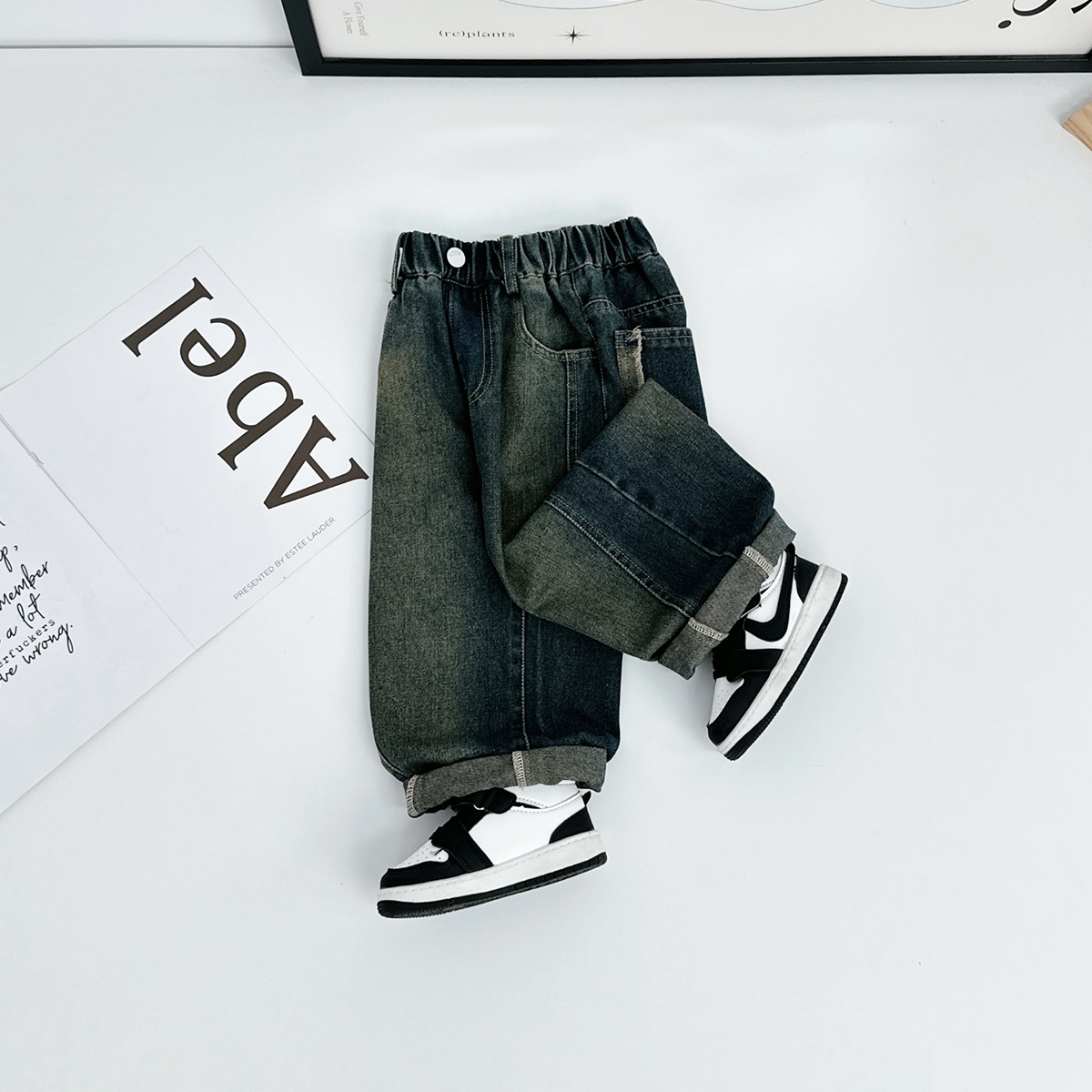 男童裤子秋季儿童牛仔弯刀裤2025新款洋气潮 WK25011悠悠童话童装